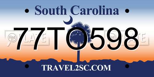 77TO598 South Carolina License Plate