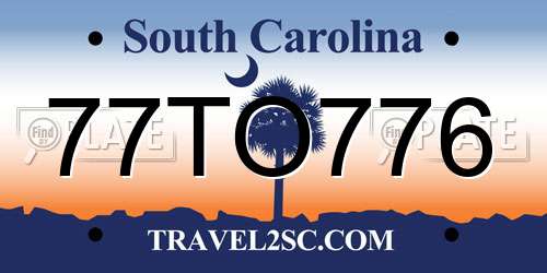 77TO776 South Carolina License Plate