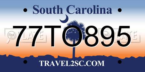 77TO895 South Carolina License Plate