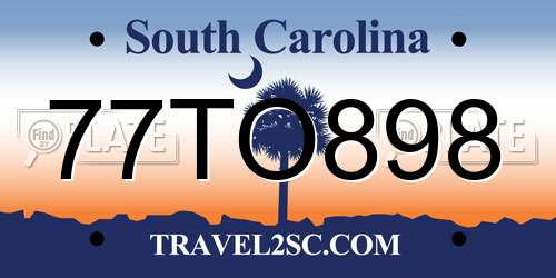 77TO898 South Carolina License Plate