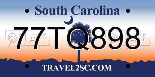 77TQ898 South Carolina License Plate
