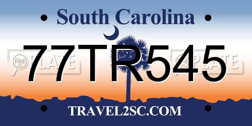 77TR545 South Carolina License Plate