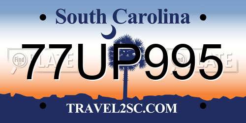 77UP995 South Carolina License Plate