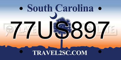 77US897 South Carolina License Plate