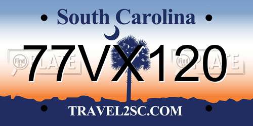 77VX120 South Carolina License Plate