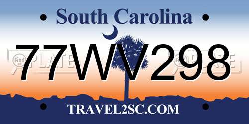 77WV298 South Carolina License Plate