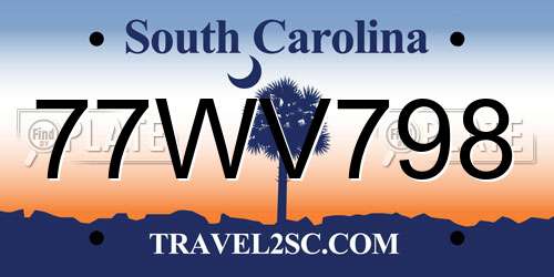 77WV798 South Carolina License Plate