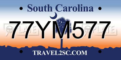 77YM577 South Carolina License Plate