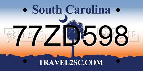 77ZD598 South Carolina License Plate