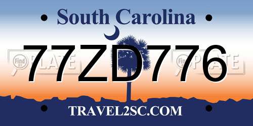 77ZD776 South Carolina License Plate