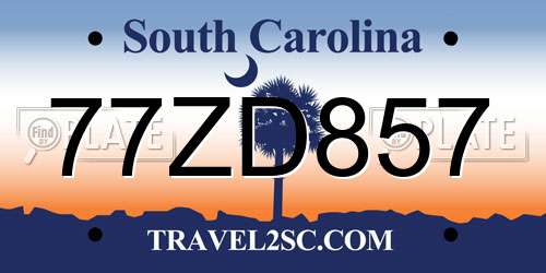 77ZD857 South Carolina License Plate