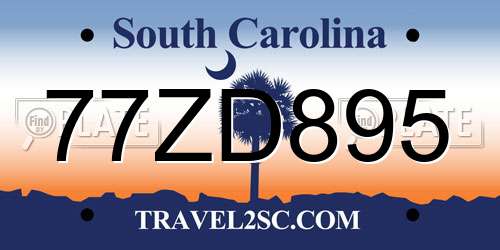 77ZD895 South Carolina License Plate