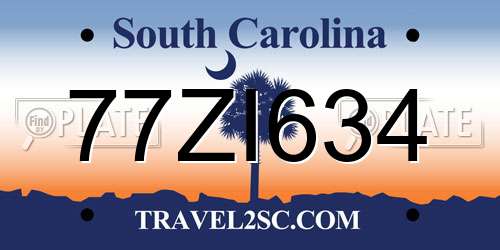 77ZI634 South Carolina License Plate