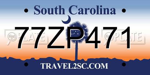 77ZP471 South Carolina License Plate