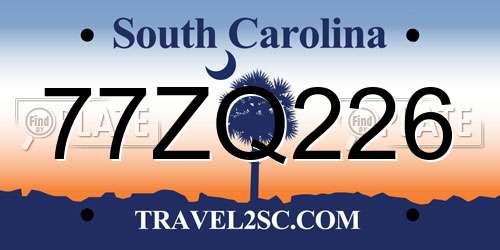 77ZQ226 South Carolina License Plate