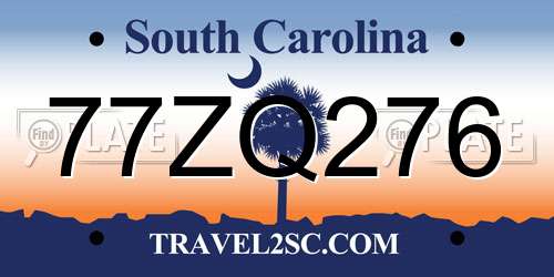77ZQ276 South Carolina License Plate