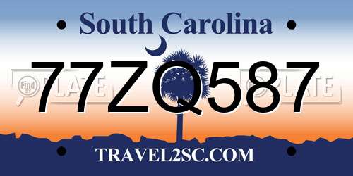 77ZQ587 South Carolina License Plate