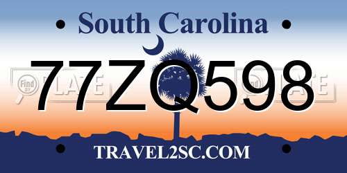 77ZQ598 South Carolina License Plate