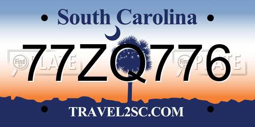 77ZQ776 South Carolina License Plate