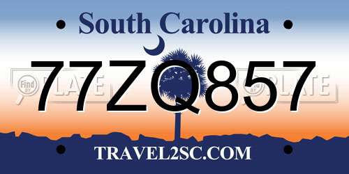 77ZQ857 South Carolina License Plate