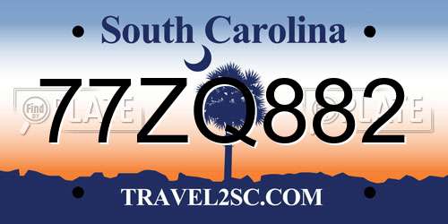 77ZQ882 South Carolina License Plate