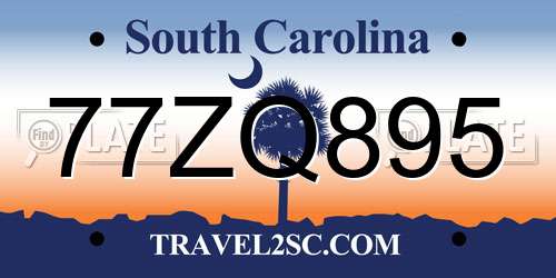 77ZQ895 South Carolina License Plate