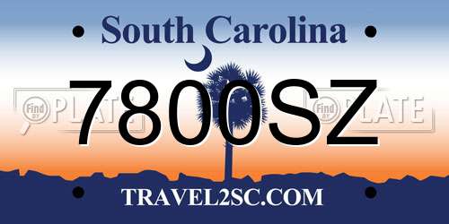 7800SZ South Carolina License Plate