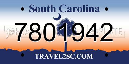7801942 South Carolina License Plate