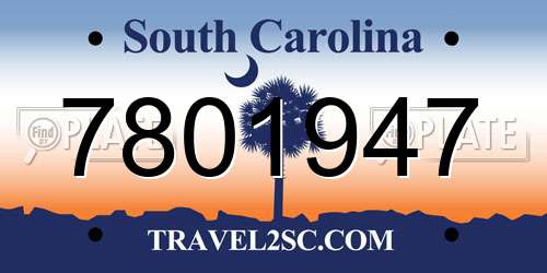 7801947 South Carolina License Plate