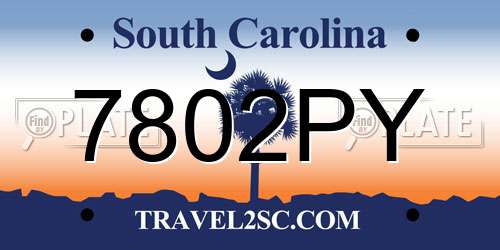 7802PY South Carolina License Plate