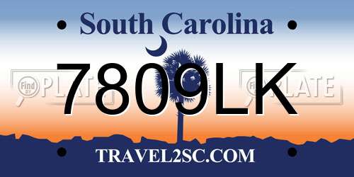 7809LK South Carolina License Plate