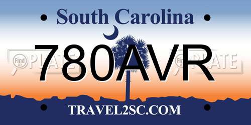 780AVR South Carolina License Plate