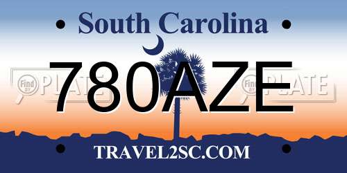 780AZE South Carolina License Plate