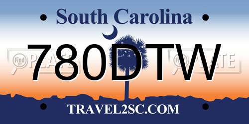 780DTW South Carolina License Plate