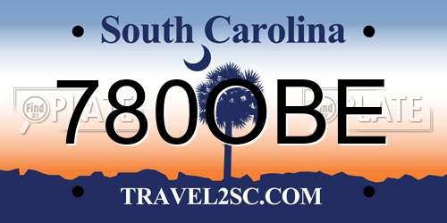 780OBE South Carolina License Plate