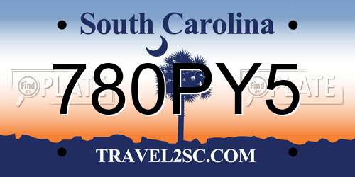 780PY5 South Carolina License Plate