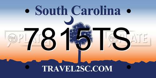 7815TS South Carolina License Plate