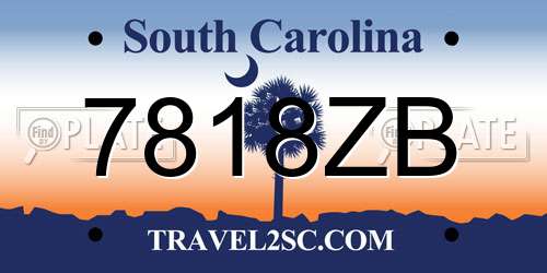7818ZB South Carolina License Plate
