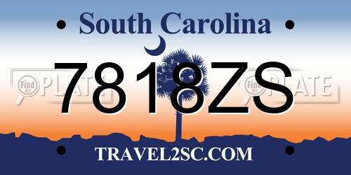 7818ZS South Carolina License Plate