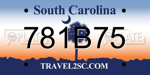 781B75 South Carolina License Plate
