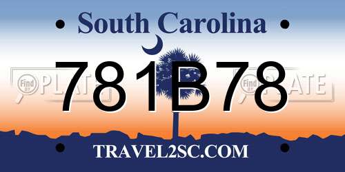 781B78 South Carolina License Plate