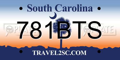 781BTS South Carolina License Plate