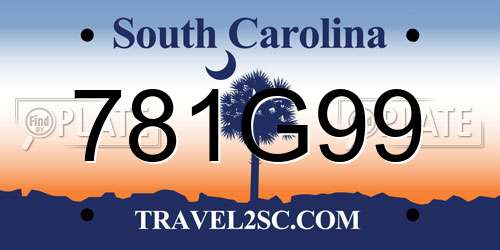 781G99 South Carolina License Plate