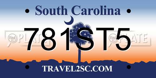 781ST5 South Carolina License Plate