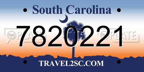 7820221 South Carolina License Plate