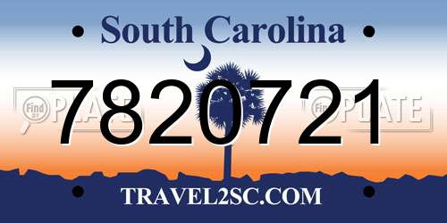 7820721 South Carolina License Plate