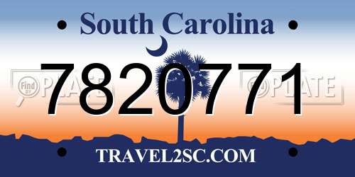 7820771 South Carolina License Plate