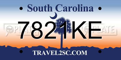 7821KE South Carolina License Plate