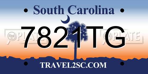7821TG South Carolina License Plate