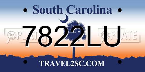 7822LU South Carolina License Plate
